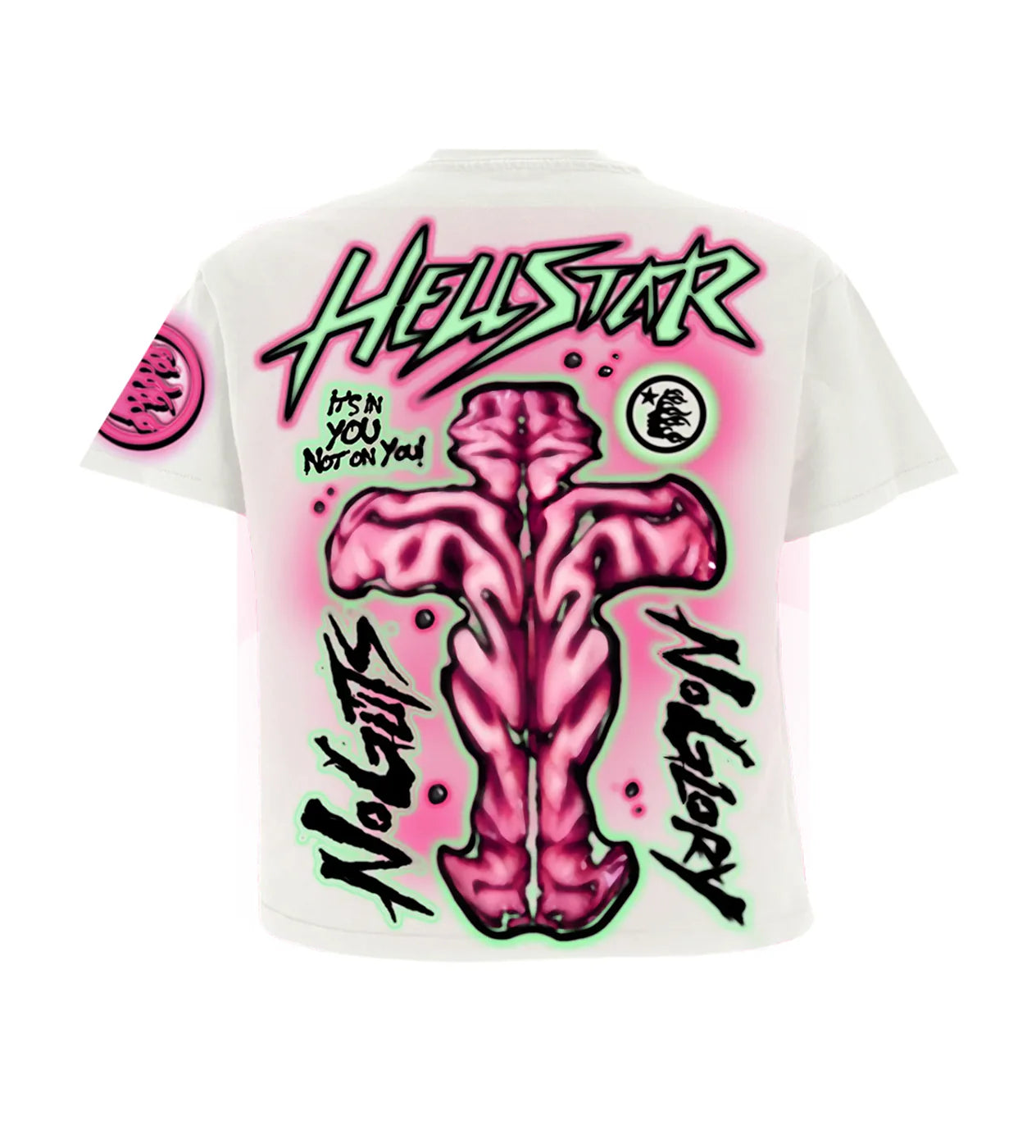 HELLSTAR- No Guts No Glory T-Shirt 'White/Pink'