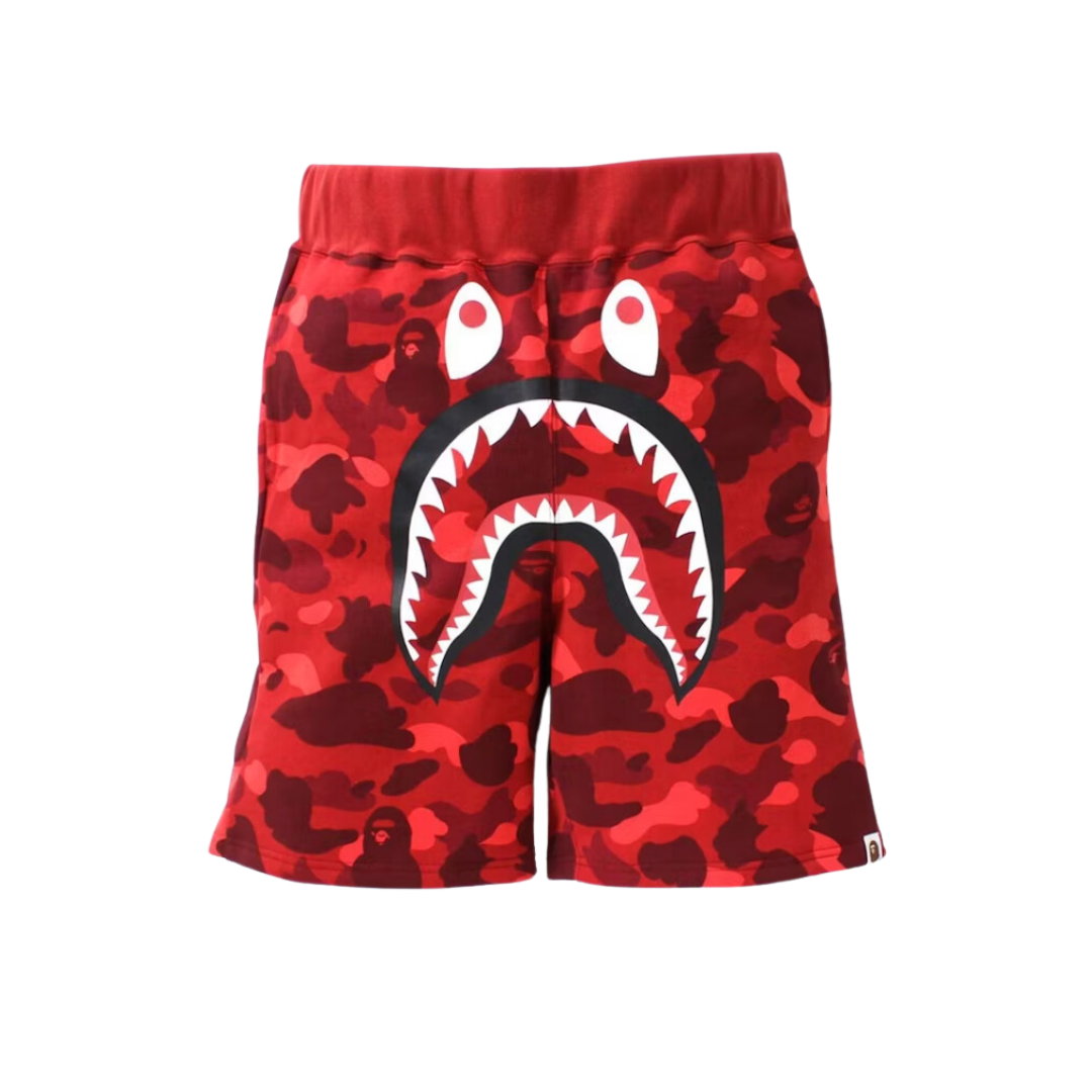 BAPE- Color Camo Shark Sweat Shorts " Red"