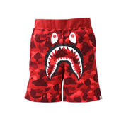 BAPE- Color Camo Shark Sweat Shorts " Red"