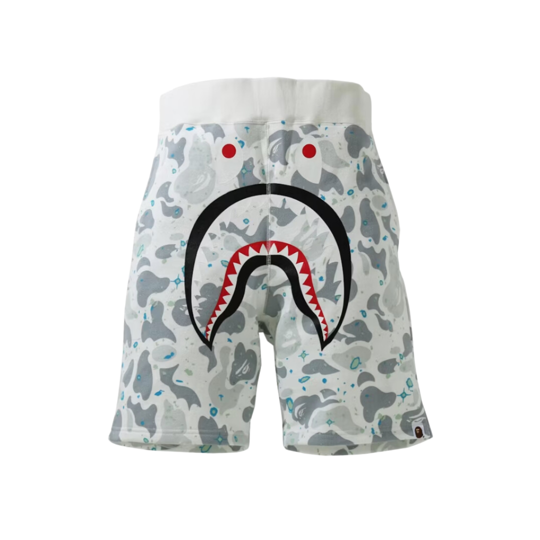 BAPE Space Camo Shark Sweat Shorts White villa17