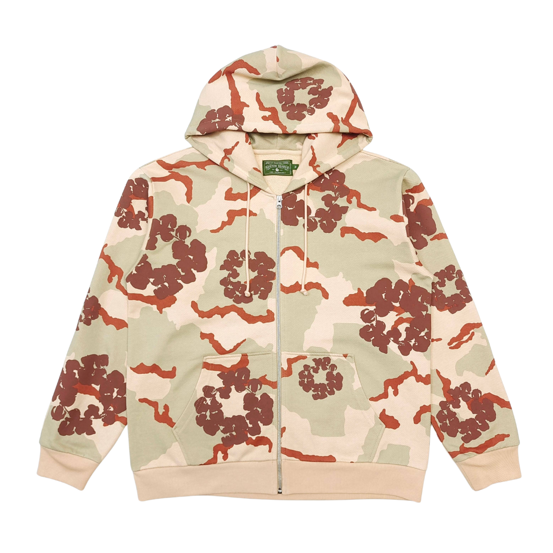 DENIM TEARS - The Cotton Wreath  Zip Sweatshirt Tan Camo