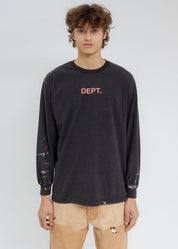 GALLERY DEPT - Black centered logo "DEPT" paint Long Sleeves